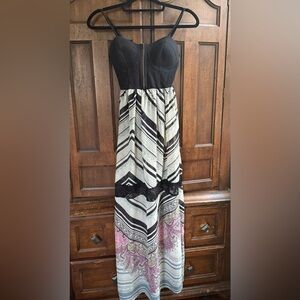 Fire Los Angeles Strapless Black and Cream Dress